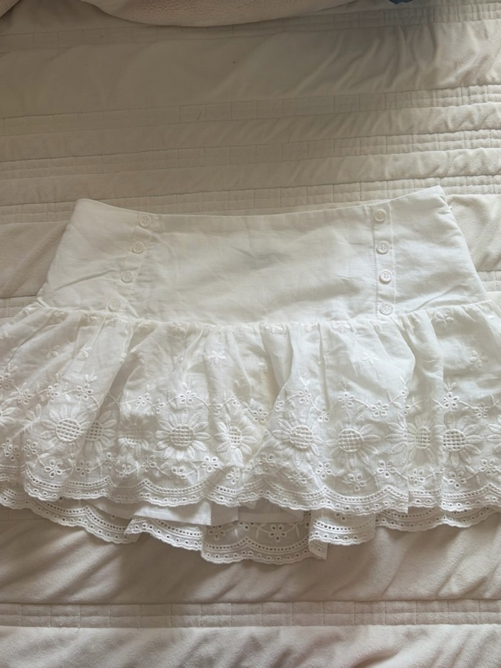 Peppermayo White Ruffled Mini Skirt